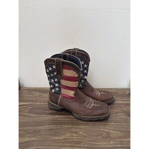Lady Durango Western Cowboy Patriotic Flag Boots SZ 11